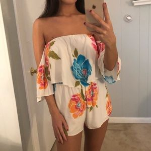 Forever 21 Off Shoulder Floral Romper